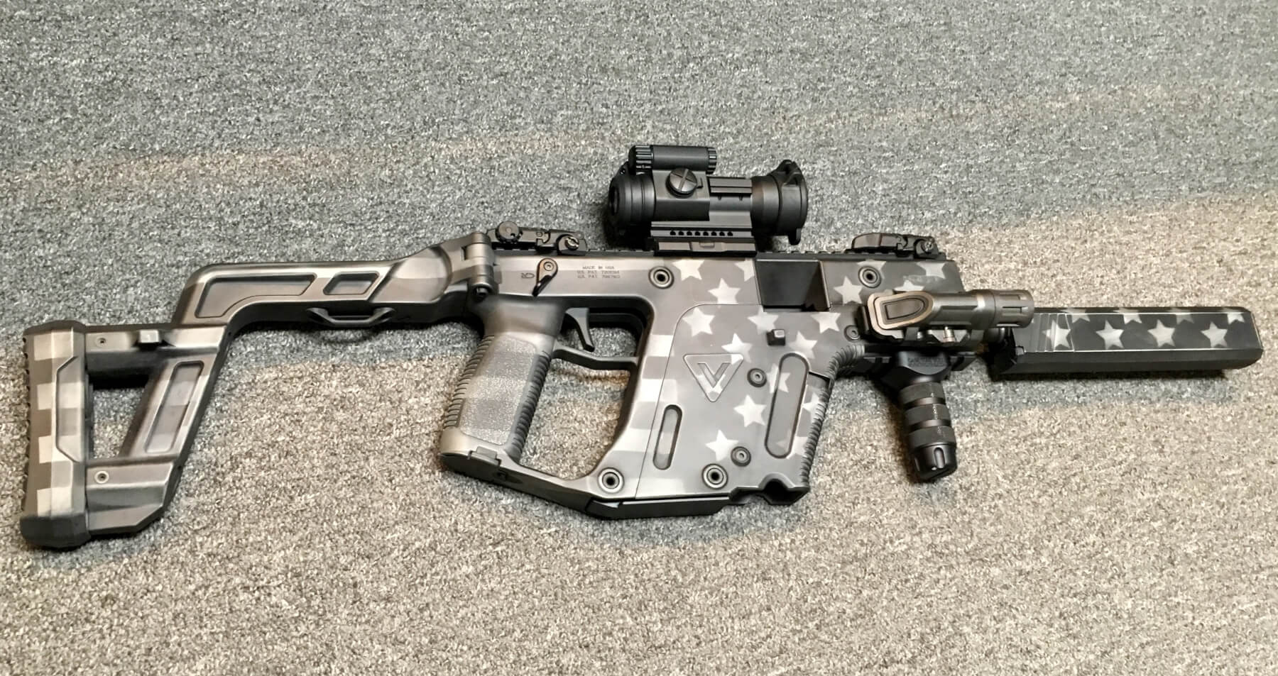 KRISS VECTOR STARS AND STRIPES GREYSCALE CUSTOM CERAKOTE