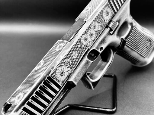 Glock 17 Custom Sunflower Laser Engraving & Battleworn Cerakote