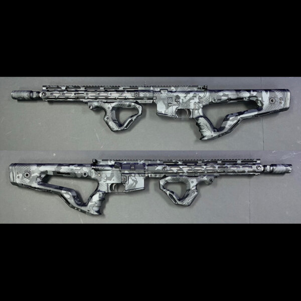 FD15 - Carbon Grey Custom Camo - .223 Wylde - 16" Barrel - Hera CQR Gen 2 Stock and front grip - Hera Linear Comp