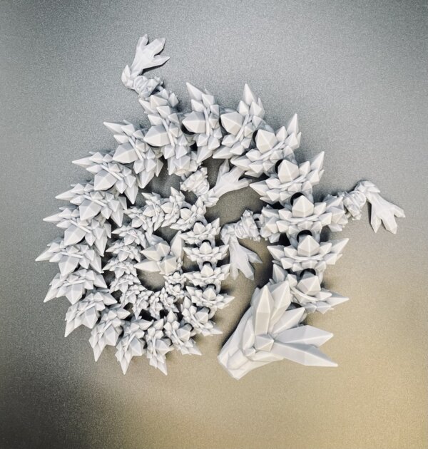 21” 3D Printed Articulating Crystal Dragon - Grey - Image 3