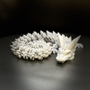 21” 3D Printed Articulating Crystal Dragon - Grey