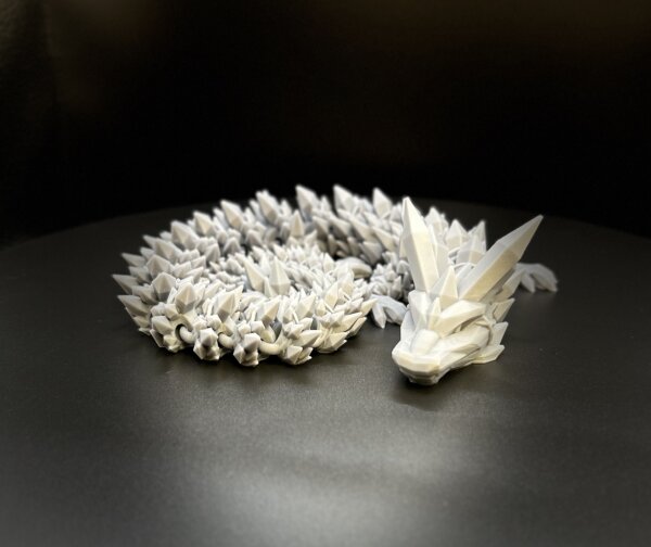 21” 3D Printed Articulating Crystal Dragon - Grey