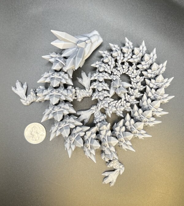 21” 3D Printed Articulating Crystal Dragon - Grey - Image 2