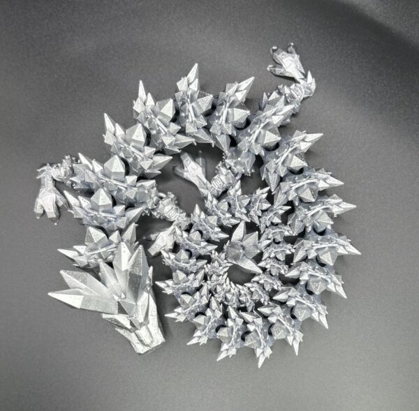 21” 3D Printed Articulating Crystal Dragon - Custom Cerakote - Guncandy Mercury - Image 2