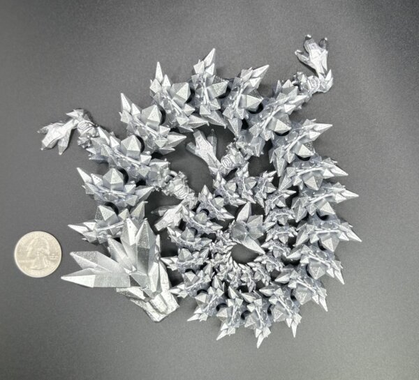 21” 3D Printed Articulating Crystal Dragon - Custom Cerakote - Guncandy Mercury - Image 3