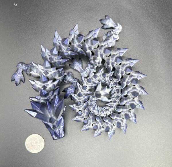 21” 3D Printed Articulating Crystal Dragon - Custom Cerakote - Guncandy Indigo Montoya - Image 2