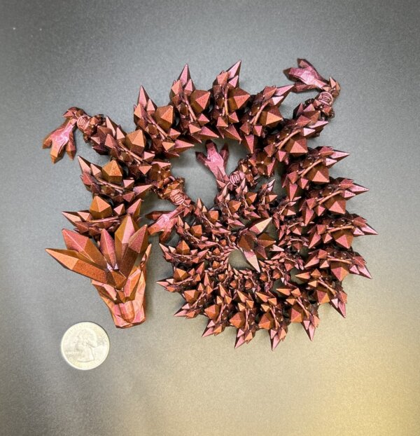 21” 3D Printed Articulating Crystal Dragon - Custom Cerakote - Guncandy Chameleon Chimera - Image 3