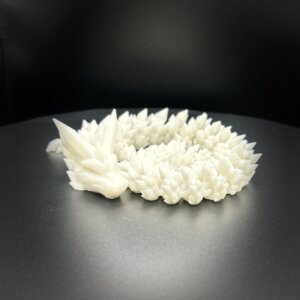 21” 3D Printed Articulating Crystal Dragon - White