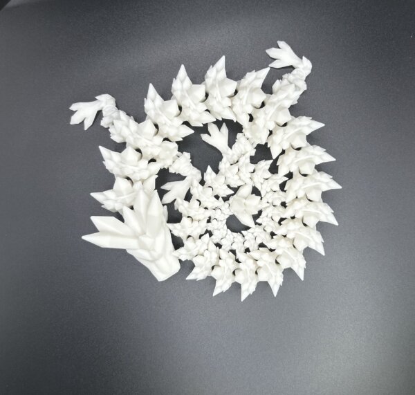 21” 3D Printed Articulating Crystal Dragon - White - Image 3