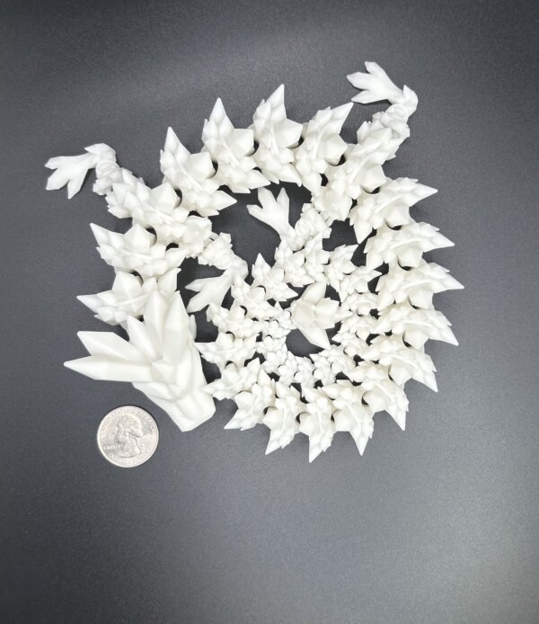 21” 3D Printed Articulating Crystal Dragon - White - Image 2