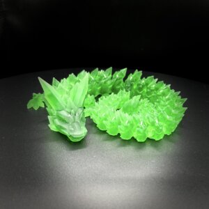 21” 3D Printed Articulating Crystal Dragon - Translucent Green