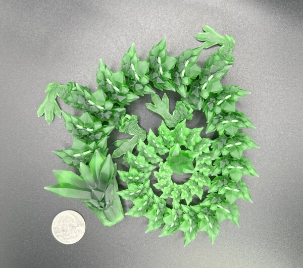 21” 3D Printed Articulating Crystal Dragon - Translucent Green - Image 3