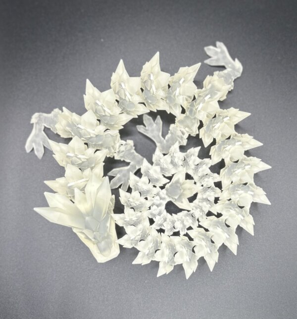21” 3D Printed Articulating Crystal Dragon - Clear - Image 2
