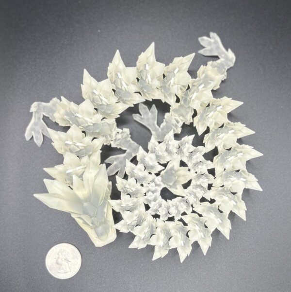 21” 3D Printed Articulating Crystal Dragon - Clear - Image 3