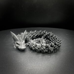 14” 3D Printed Articulating Crystal Dragon - Black
