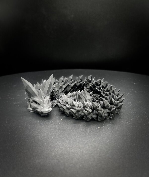 14” 3D Printed Articulating Crystal Dragon - Black