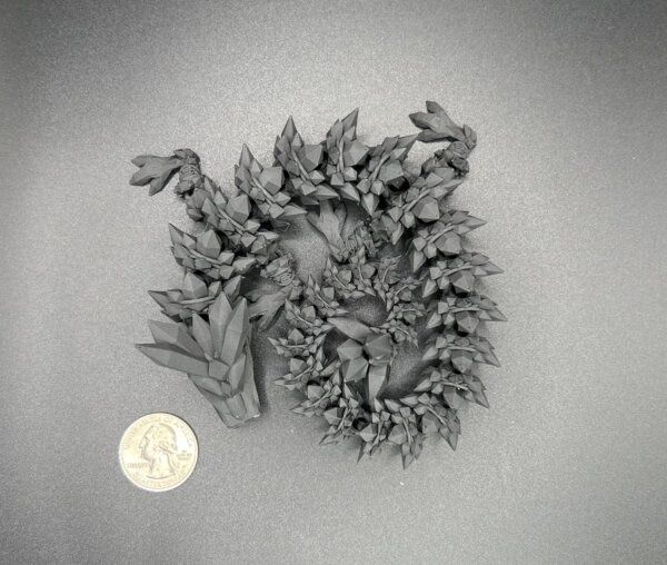 14” 3D Printed Articulating Crystal Dragon - Black - Image 2