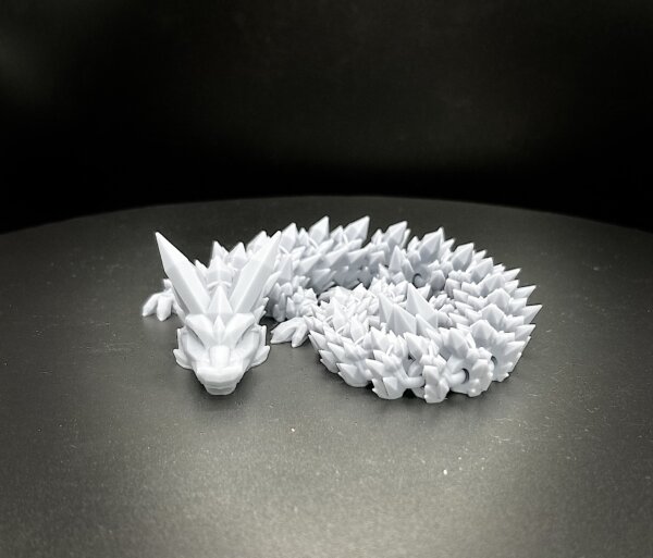 14” 3D Printed Articulating Crystal Dragon - Grey