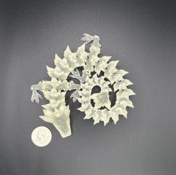 14” 3D Printed Articulating Crystal Dragon - Clear - Image 3