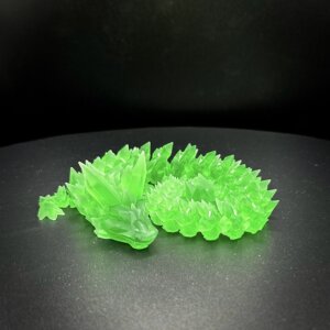 14” 3D Printed Articulating Crystal Dragon - Translucent Green