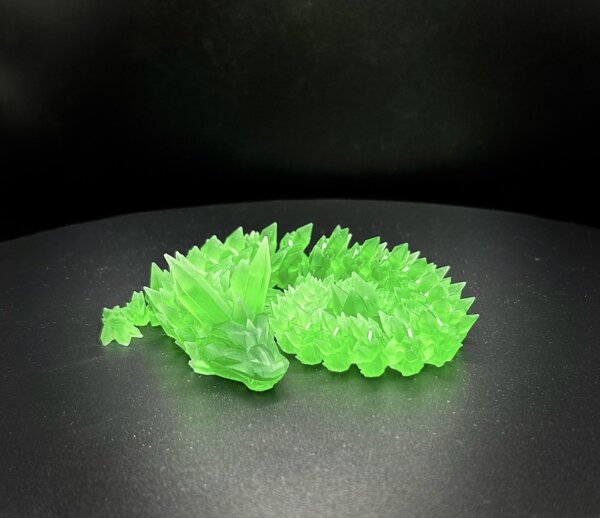 14” 3D Printed Articulating Crystal Dragon - Translucent Green