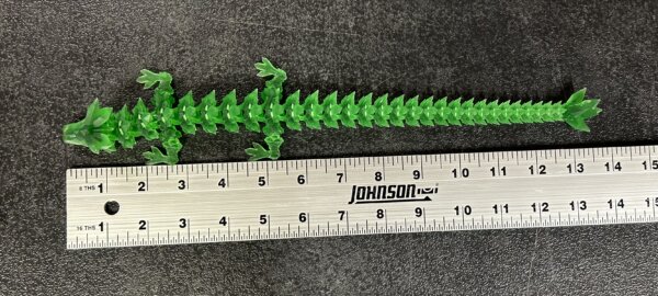 14” 3D Printed Articulating Crystal Dragon - Translucent Green - Image 4