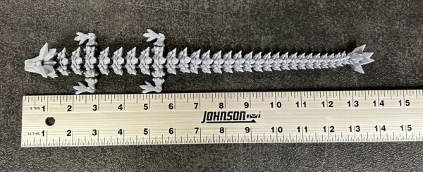 14” 3D Printed Articulating Crystal Dragon - Grey - Image 4