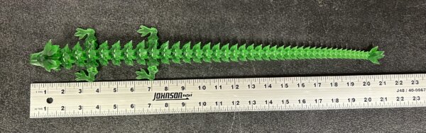 21” 3D Printed Articulating Crystal Dragon - Translucent Green - Image 4
