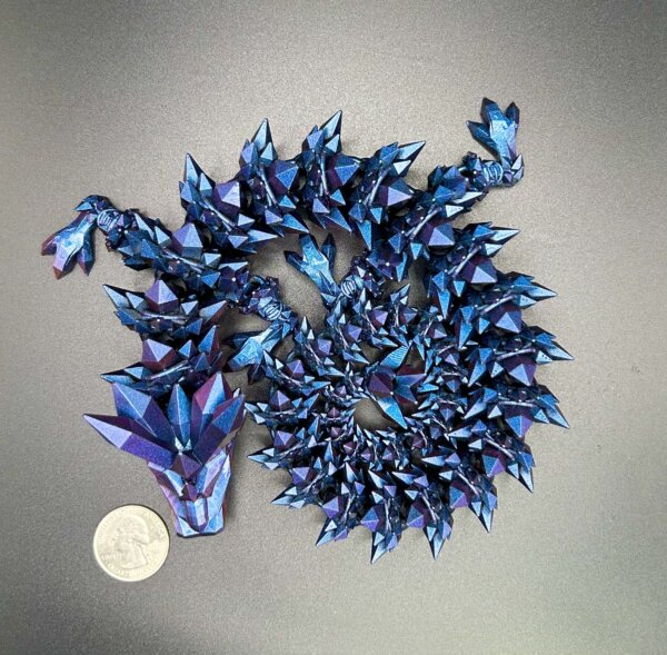 21” 3D Printed Articulating Crystal Dragon - Custom Cerakote - Guncandy Chameleon Mongoose - Image 2
