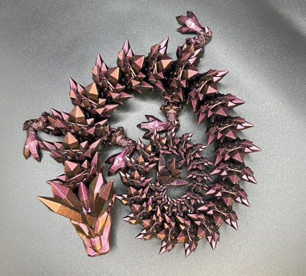 21” 3D Printed Articulating Crystal Dragon - Custom Cerakote - Guncandy Chameleon Razorback - Image 2